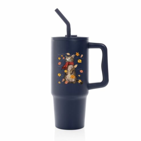 Cana termica premium cu pai-Autumn Cat