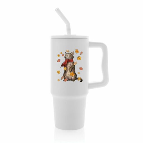 Cana termica premium cu pai-Autumn Cat