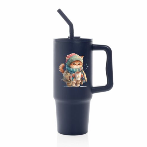 Cana termica premium cu pai-Winter Cat