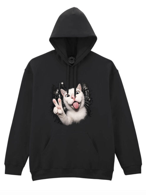 Hanorac printat-Crazy Cat, Unisex