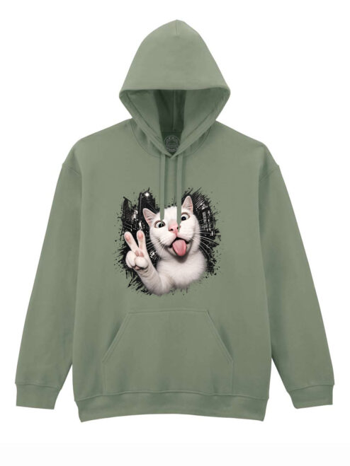Hanorac printat-Crazy Cat, Unisex
