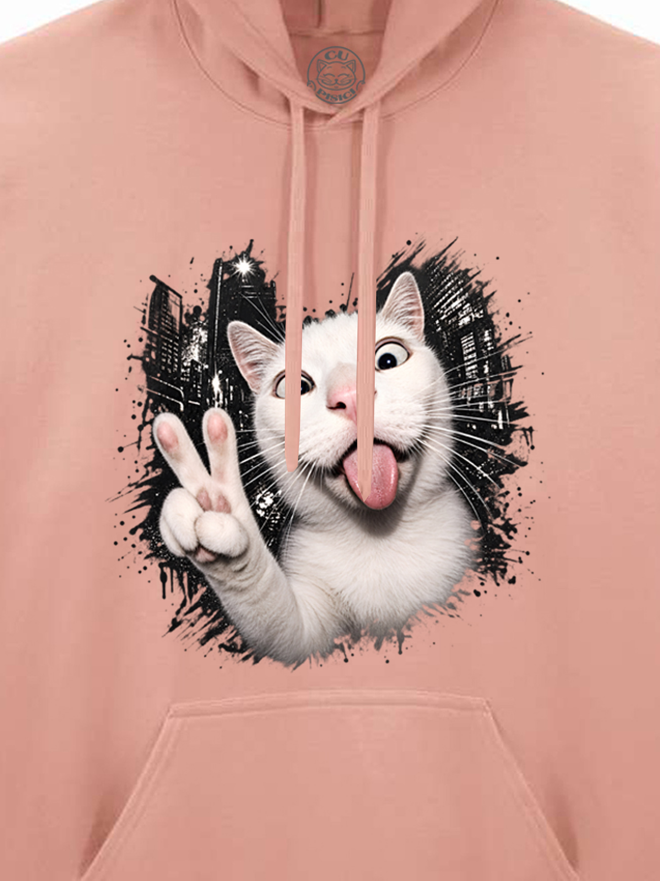 Hanorac printat-Crazy Cat, Unisex