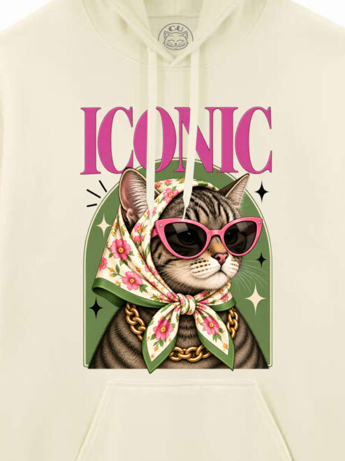 Hanorac printat-Iconic Cat, Unisex