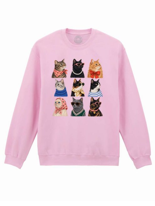 Bluza printata-Fancy Cats, Unisex