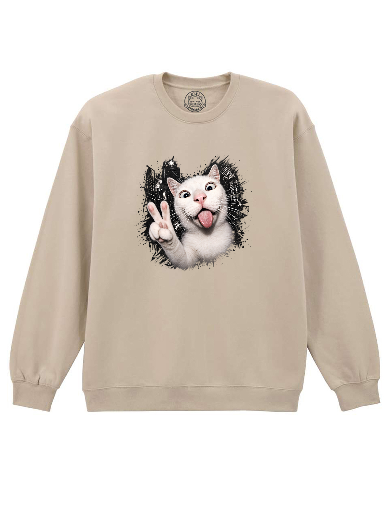 Bluza printata-Crazy Cat, Unisex