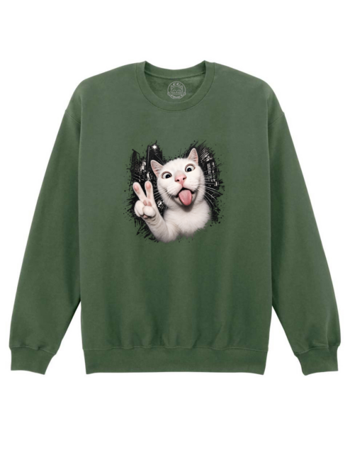 Bluza printata-Crazy Cat, Unisex