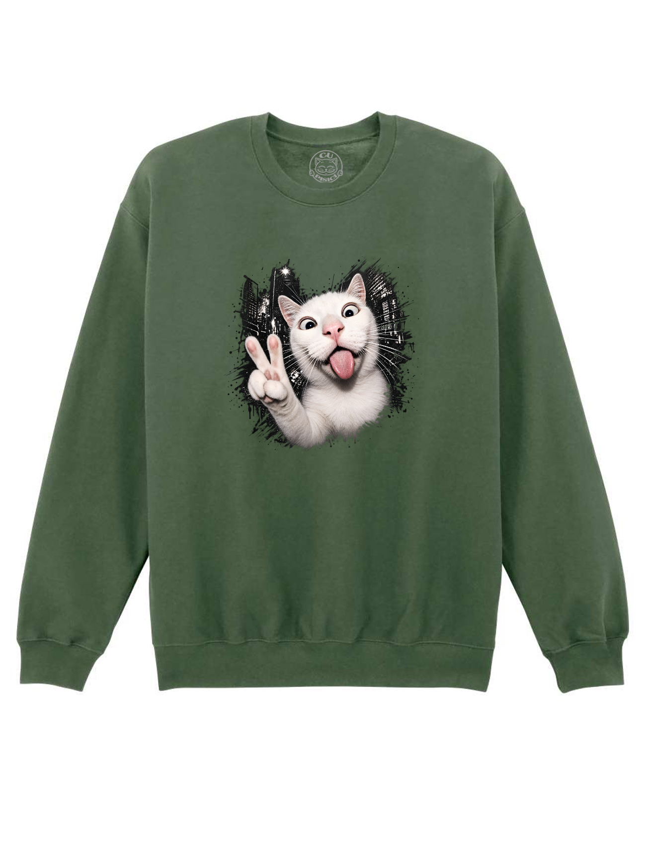 Bluza printata-Crazy Cat, Unisex