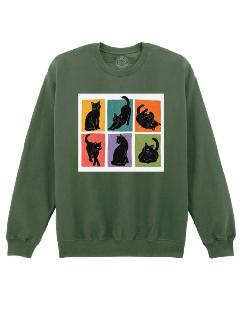 Bluza printata-Black Cat Magic, Unisex