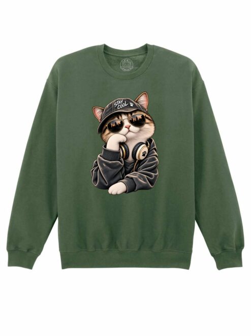Bluza printata-Cool Cat, Unisex