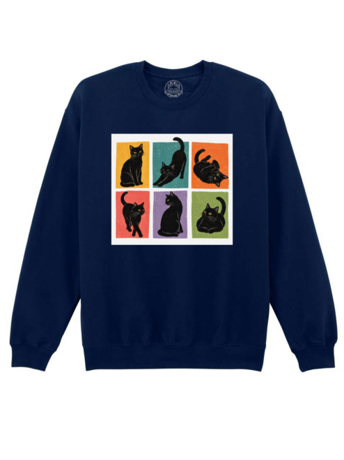 Bluza printata-Black Cat Magic, Unisex