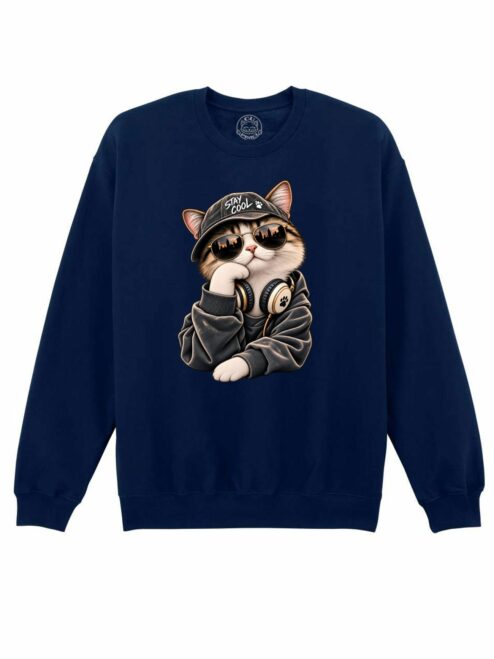 Bluza printata-Cool Cat, Unisex