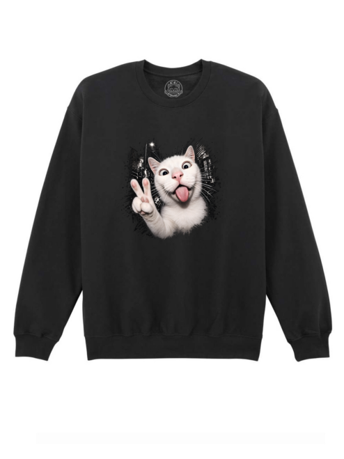 Bluza printata-Crazy Cat, Unisex