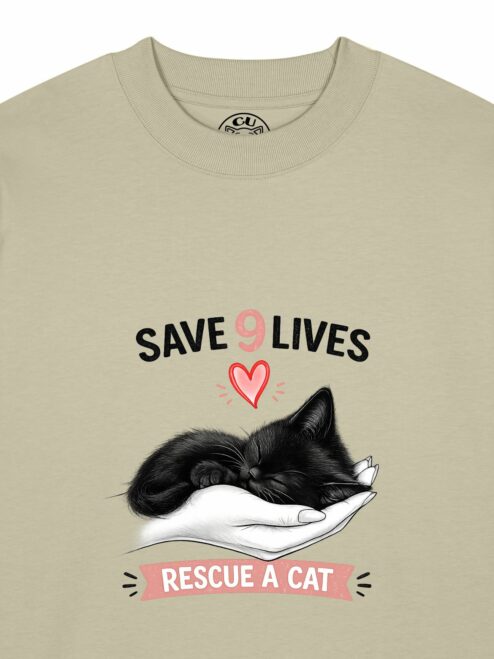 Tricou bumbac organic Oversized-Save 9 Lives, Unisex