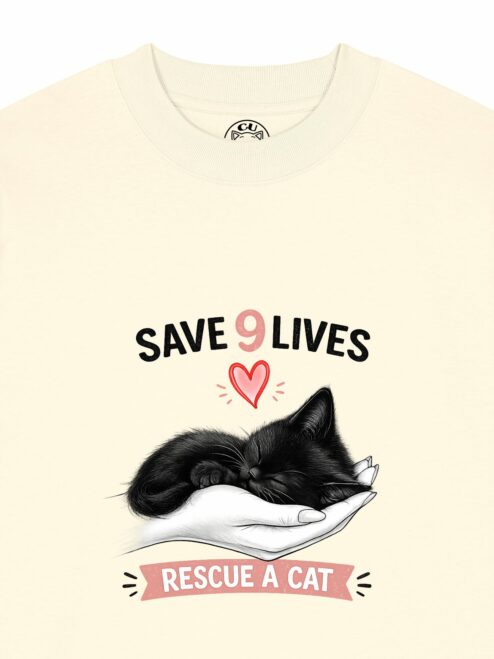 Tricou bumbac organic Oversized-Save 9 Lives, Unisex
