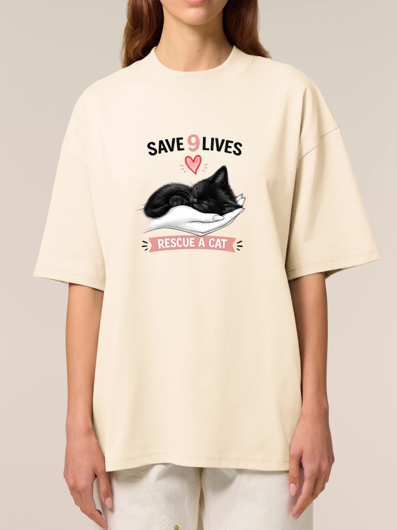 Tricou bumbac organic Oversized-Save 9 Lives, Unisex