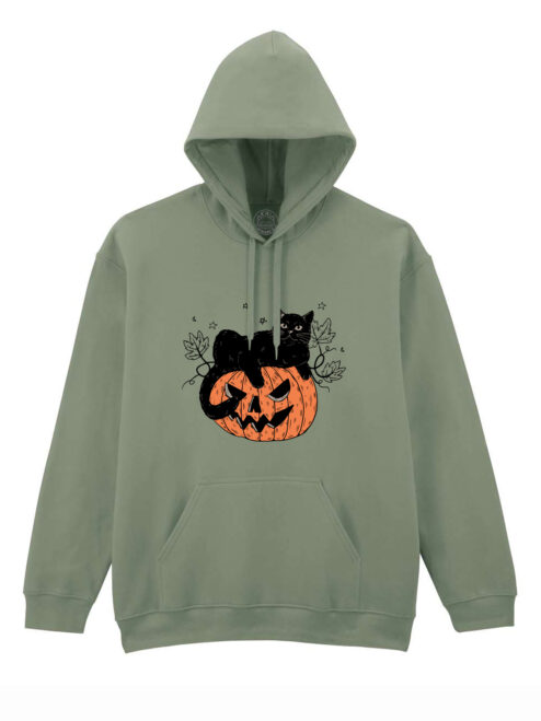 Hanorac printat-Pumpkin Cat, Unisex