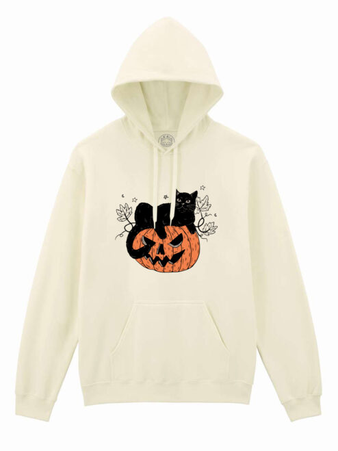 Hanorac printat-Pumpkin Cat, Unisex