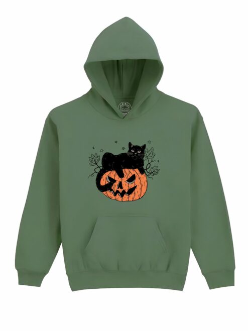 Hanorac Printat Pumpkin Cat – Copii, Unisex