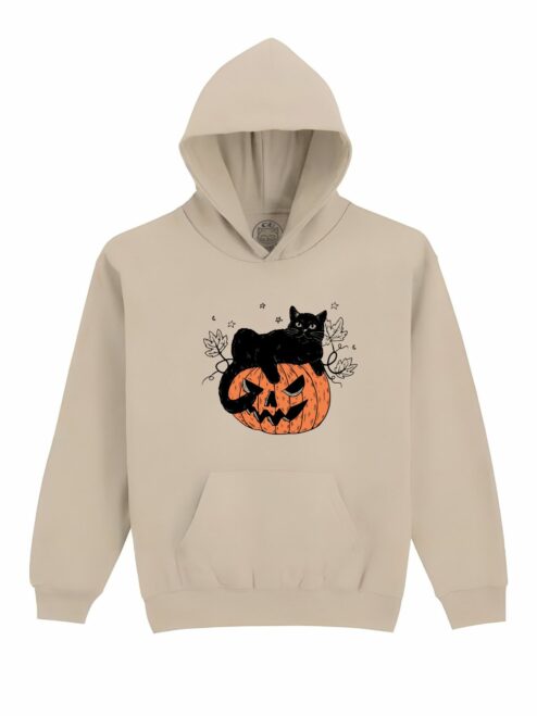 Hanorac Printat Pumpkin Cat – Copii, Unisex